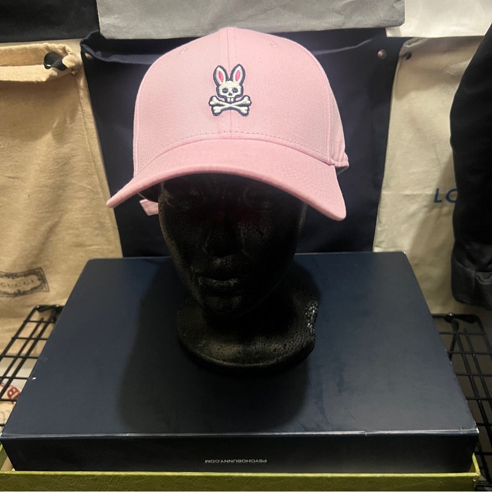Psycho Bunny Pink Baseball Hat with Embroidered Design